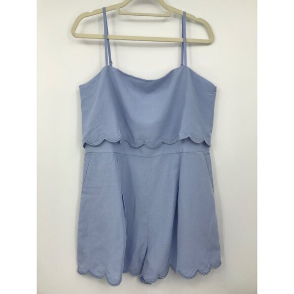 Club Monaco Pants - Club Monaco Overlay Romper Short Scalloped Hem Light Blue Size 14 NEW